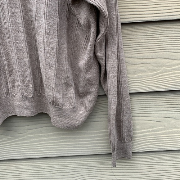 VTG Merino Wool Method Classic Relaxed V Neck Pullover Sweater Mens Large Tan - Picture 4 of 9